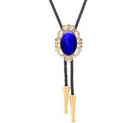 Cravatta Bolo Western - Cravatta Western Classica In Pelle Regolabile Con Piccola Corona Intarsiata Con Pietre Preziose Di Onice, Cravatta Bolo In Pelle Da Uomo E Donna, Cravatta Bola Western Nativa