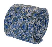 Cravatta Classica Da Uomo In Cotone Blu Con Design Floreale Di Frederick Thomas