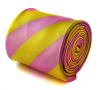 Cravatta Da Uomo A Strisce Barber Rosa Pallido E Giallo Vivo Di Frederick Thomas