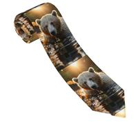 Cravatta da Uomo, Bear crossing the river, Moda Cravattino per Lavoro, Elegante Cravatte per Lavoro per Accessori, Matrimonio, ufficio