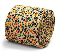 Cravatta da Uomo Blu E Arancione Ditsy Stampa Floreale Design Cotone Da