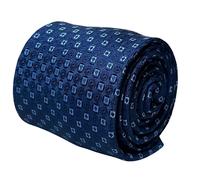 Cravatta da Uomo Blu Scuro Navy Quadrato Fantasia a Pois Lusso Inglese