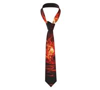 Cravatta da uomo con cascata e fiore, cravatta sottile stampata per matrimonio, sposo, testimone, missione, ballo di fine anno, regalo., Fiamma rossa., Taglia unica