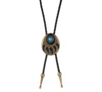 Cravatta da uomo con pietre preziose turchesi e artiglio d'orso, cravatta regolabile per rodeo o abiti da sposa, collana da cowboy fatta a mano, bronzo, Taglia unica