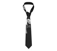 Cravatta da uomo Cravatta da uomo in seta morbida alla moda formale cravatte per lavoro, lavoro, casual, feste, matrimoni - rosa rossa floreale, Lupo Notte Luna, Taglia Unica