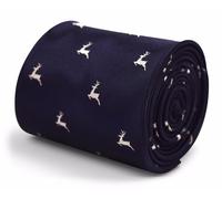 Cravatta Da Uomo Designer Frederick Thomas - Blu Navy Scuro - Ricamato Renna