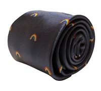 Cravatta Da Uomo Designer Frederick Thomas - Blu Navy Scuro - Stampa Arcobaleno
