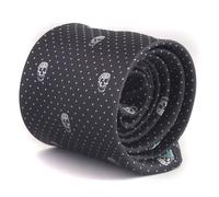 Cravatta Da Uomo Designer Frederick Thomas - Nera - Teschio Gotico A Pois