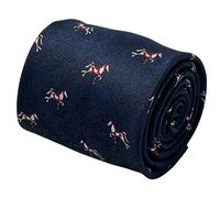 Cravatta Da Uomo Frederick Thomas In Herringbone Blu Scuro Navy Con Thoroughbred