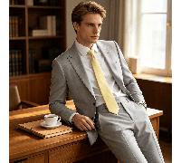 Cravatta da uomo in cotone di colore giallo pallido chiaro tinta unita, annodata a mano, accessorio formale da business per camicia, cravatta versatile per matrimonio e testimoni dello sposo Colore un