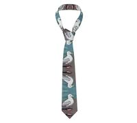 Cravatta da uomo in seta con stampa di gabbiano, morbida e confortevole, ampia ed elegante, adatta per banchetti aziendali e matrimoni, come da immagine 6