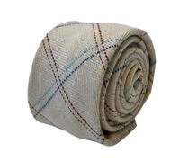 Cravatta Da Uomo In Tweed A Righe Beige E Crema 100% Lana Di Frederick Thomas