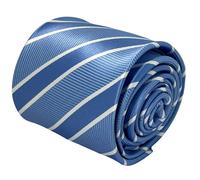 Cravatta da Uomo Luce Blu Pallido Bianco a Righe Seta Classico Matrimonio Da