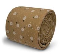 Cravatta da Uomo Luce Caffè Marrone Beige con Bianco a Fiori Da Frederick Thomas