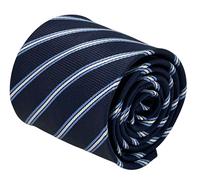 Cravatta da Uomo Navy Scuro Blu Con Sottile Luce Bianco Righe Frederick Thomas