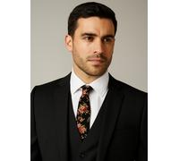 Cravatta Da Uomo Rosa Nera Floreale In Cotone 6CM Slim Skinny Designer Regalo