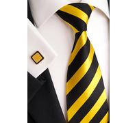 Cravatta di Seta a Righe Set Con Gemelli Oro/Nero Km 44.1 #3L