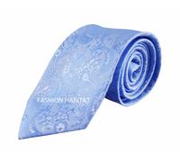 Cravatta E Fazzoletto Da Uomo Blu Cielo Set In Seta Floreale Per Matrimonio