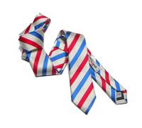 Cravatta fine cravattino seta a righe bianco rosso blu