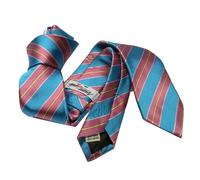 CRAVATTA fine verdina verde azzurr a righe rosa Pink Slim striped tie Made Italy