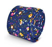 Cravatta Funky In Lino Designer Frederick Thomas Per Uomini - Blu - Floreale