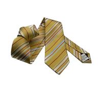 CRAVATTA GIALLA A RIGHE BEIGE MADE ITALY SETA TOP QUALITY YELLOW RED TIE GIALLO
