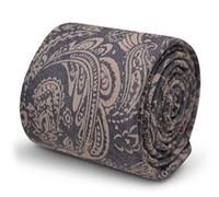 Frederick Thomas Luce Blu Denim Cravatta Con Bianco Paisley Design