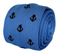 Cravatta In Maglia Blu Chiaro Nautica Con Design Di Ancora Di Frederick Thomas