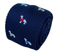 Cravatta In Maglia Blu Navy Di Frederick Thomas Con Design Di Cane Dachshund