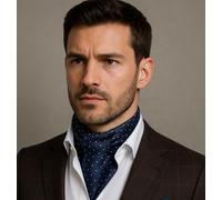 Cravatta In Seta Mini A Pois Blu Navy Per Uomo Ascot Regalo Elegante