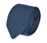 Frederick Thomas Maglia Seta Cravatta da Uomo - Scuro Blu Tinta Unita Skinny