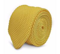 Cravatta In Seta Tricot Da Uomo Frederick Thomas - Giallo Limone - Punta Sottile
