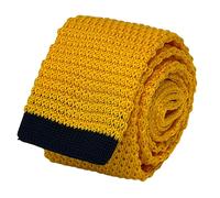 Cravatta In Seta Tricot Da Uomo Frederick Thomas - Giallo Oro Con Punta Blu