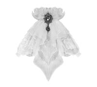 Cravatta Jabot Steampunk Gothica Bianco Chiffon Pizzo VTG Matrimonio