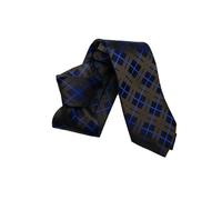 Cravatta marrone a quadri finestrato blu royal in rilievo