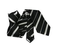 Cravatta nera a righe grigie perla in seta raffinato rigato fine