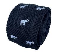 Cravatta Nera In Maglia Di Frederick Thomas Con Design Ricamato Di Elefante