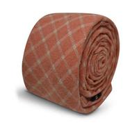 Cravatta Peach Pallido Arancione Con Controllo Bianco Di Frederick Thomas