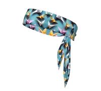 Cravatta per capelli con stampa di gru di carta origami, fascia per capelli, per allenamento, corsa, yoga, taglia unica
