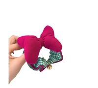 Cravatta per capelli da donna color crema con fiocco kawaii, in cotone imbottito, corda per capelli a righe blu, corda per capelli con fiore stile dolce (S 5)