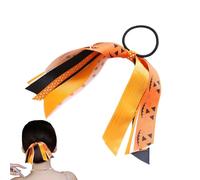 Cravatta per capelli di Halloween, elastici per capelli di Halloween | Cravatta per capelli a nastro lungo zucca, cravatte per capelli, supporti per coda di cavallo, fasce elastiche per