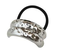 Cravatta Per Capelli In Metallo - Bracciale Elastico Coda Di Cavallo | Fashion Hairband For Women | Accessorio Ovale Per Capelli Retrò, Fascia Minimalista A Doppio, Supporto Per Haiiir In Argento