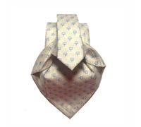 CRAVATTA SETTE PIEGHE BIANCA MINI DISEGNO AZZURRO SETA