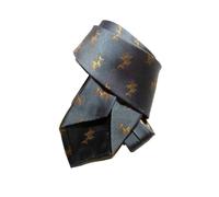 Cravatta sette pieghe in seta jaquard azzurra motivi equitazione