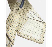 CRAVATTA Sette Pieghe SETA STAMPATA beige pallini bianchi blu neri fatta a mano