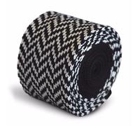 Cravatta Skinny In Seta Tricot Da Uomo - Nera E Bianca - A Righe