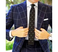 Cravatta Slim A Molla Da Uomo Nera E Bianca Con Pois Fatta A Mano 6CM