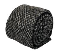 Cravatta Slim In Tweed 100% Lana Marrone Caffè A Quadri Di Frederick Thomas