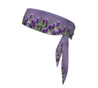 Cravatta sportiva per la testa, con stampa floreale, color lavanda viola, fascia per capelli, per allenamento, corsa, yoga, taglia unica