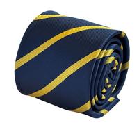 Cravatta Striata Blu Scuro E Giallo Oro Militare Di Frederick Thomas